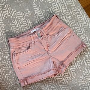 SO Pink Frayed Hem Denim Short Shorts